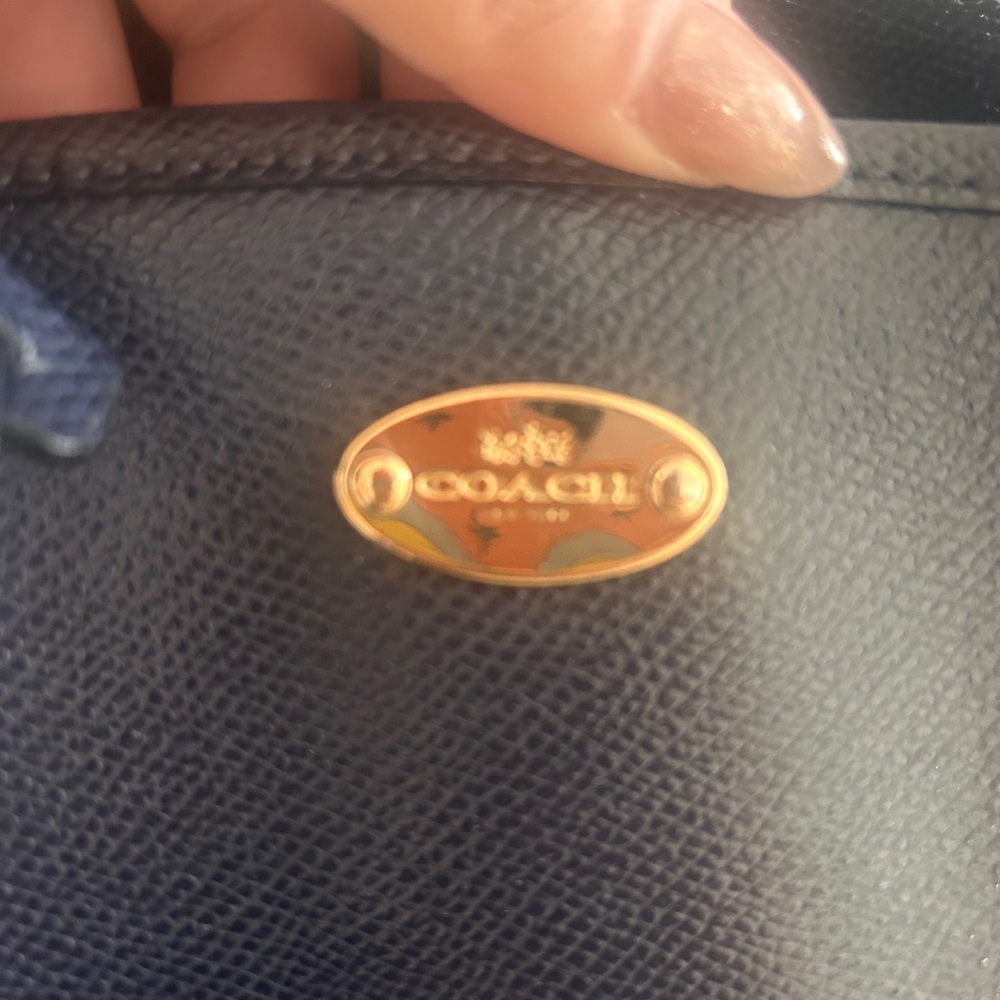 Navy blue coach Leather Handbag - Picture 3 of 11